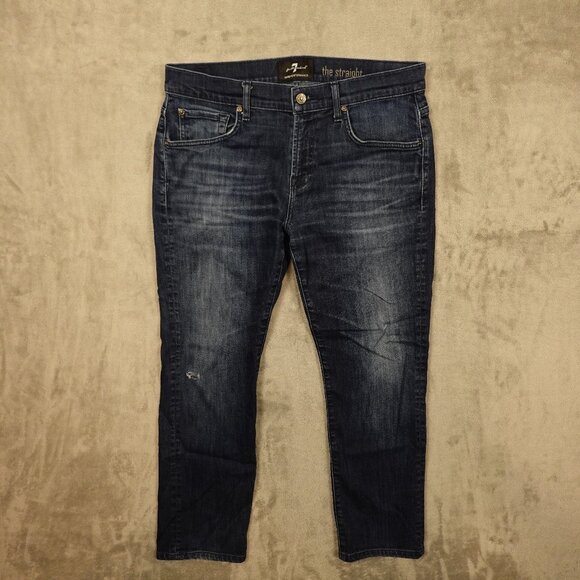 7 For All Mankind Luxe Performance Straight Leg Jeans Men’s 34x30 Blue Denim - Picture 1 of 14